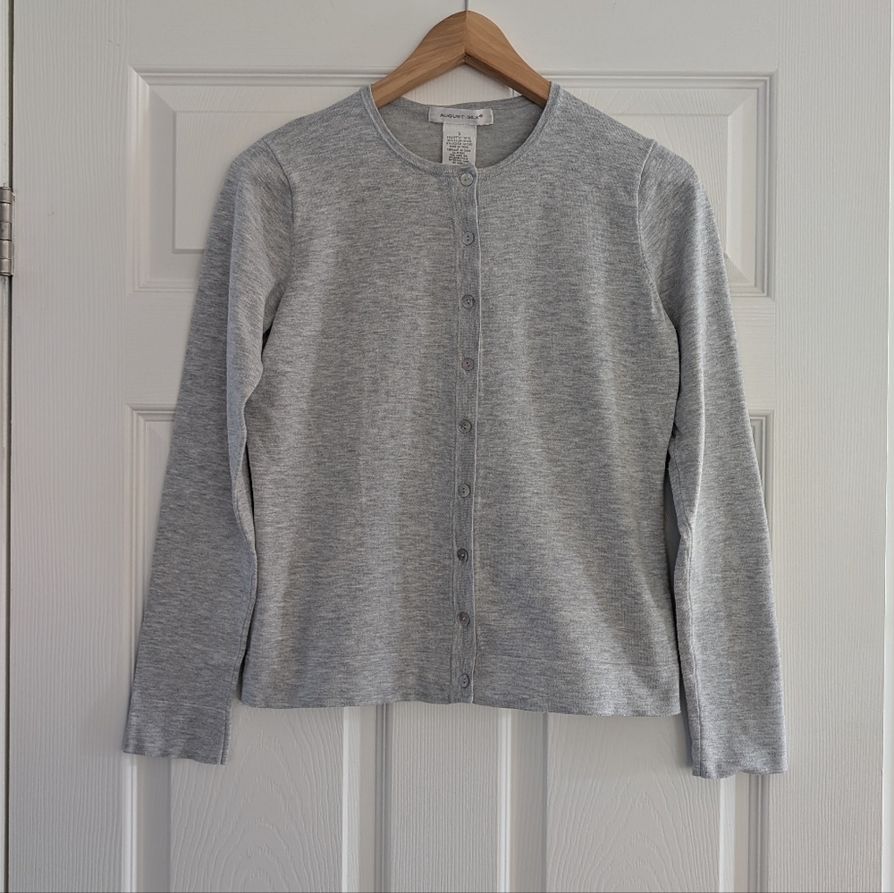 Cardigan sweater button up light grey size small